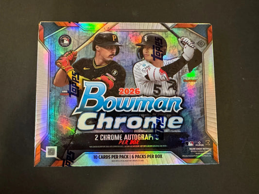 2026 BOWMAN CHROME BASEBALL HOBBY BOX (2 AUTOs) MLB Brand New Sealed In-Hand QTY